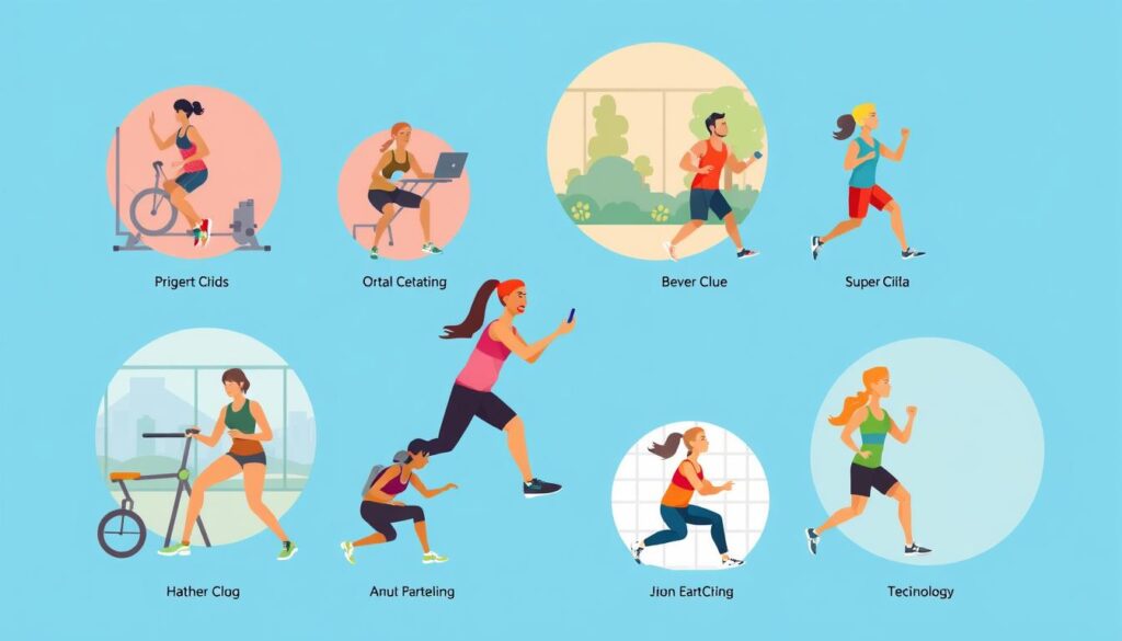 Ilustrasi berbagai variasi latihan circuit training untuk menghindari monoton